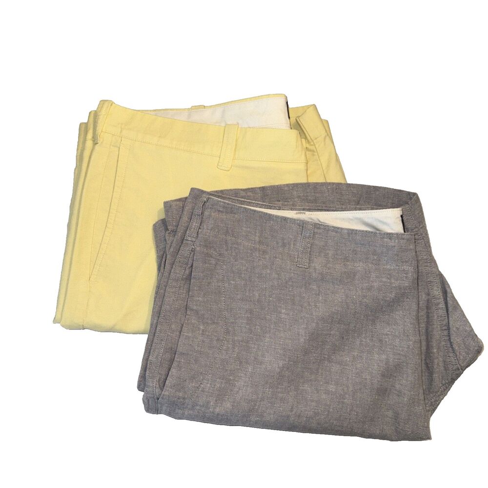 J Crew Mens Chino Shorts 38/38w (Lot of 2) Flat Front Casual Comfort Linen Blend